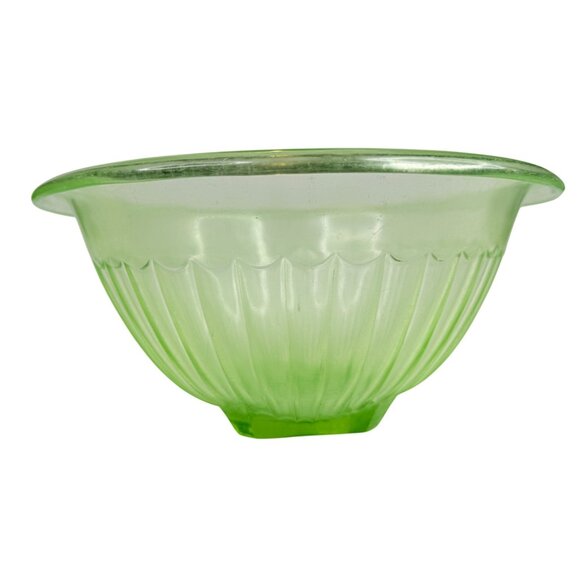 VTG Hazel Atlas Green Uranium Glass Mixing Serving Bowl 10” Square Pedestal Base - Picture 13 of 13